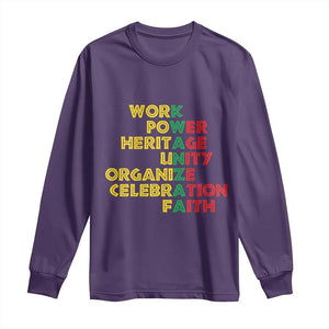 Kwanzaa Long Sleeve Shirt Work Power Heritage Unity Organize Celebration Faith African Heritage TS11 Purple Print Your Wear