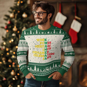 Kwanzaa Ugly Christmas Sweater Work Power Heritage Unity Organize Celebration Faith African Heritage TS11 Green Print Your Wear