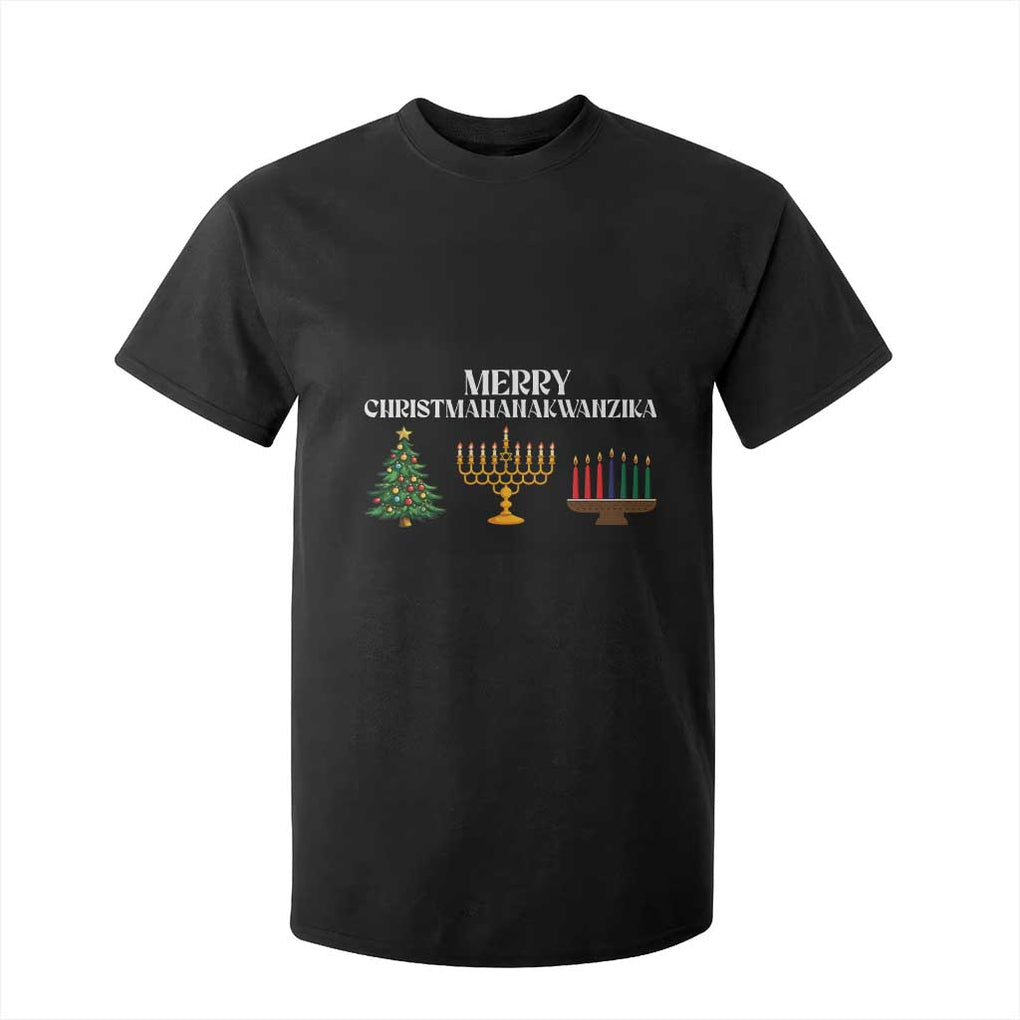 Merry Christmahanakwanzika T Shirt For Kid Christmas Hanukkah Kwanzaa TS11 Black Print Your Wear