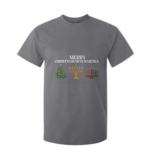 Merry Christmahanakwanzika T Shirt For Kid Christmas Hanukkah Kwanzaa TS11 Charcoal Print Your Wear