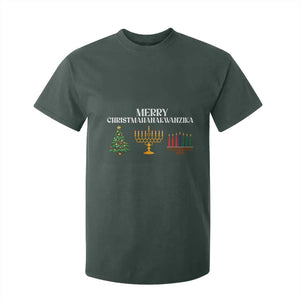 Merry Christmahanakwanzika T Shirt For Kid Christmas Hanukkah Kwanzaa TS11 Dark Forest Green Print Your Wear