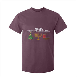 Merry Christmahanakwanzika T Shirt For Kid Christmas Hanukkah Kwanzaa TS11 Maroon Print Your Wear