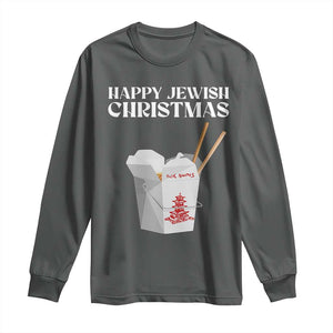 Happy Jewish Christmas Long Sleeve Shirt Chinese Noodle Asian Take Out TS11 Dark Heather Print Your Wear