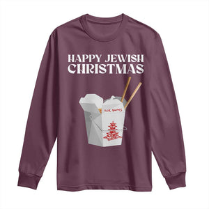 Happy Jewish Christmas Long Sleeve Shirt Chinese Noodle Asian Take Out TS11 Maroon Print Your Wear