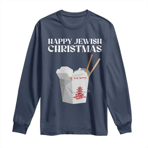 Happy Jewish Christmas Long Sleeve Shirt Chinese Noodle Asian Take Out TS11 Navy Print Your Wear