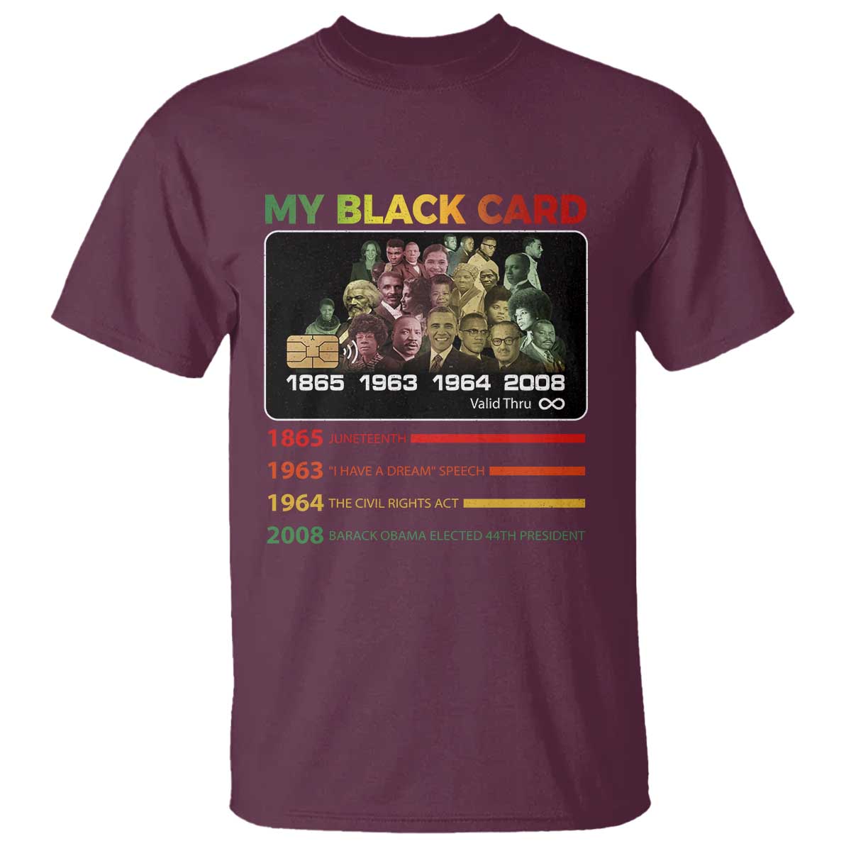 Black History T Shirt My Black Card Greatest African American Leaders TS11 Maroon Print Your Wear