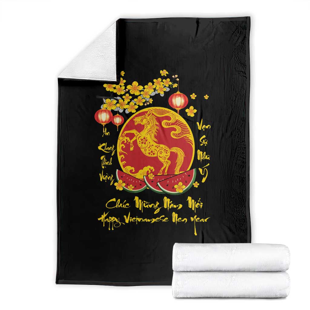 Vietnamese Lunar New Year 2026 Throw Blanket Chuc Mung Nam Moi Tet Holiday Horse Zodiac TS11 Black Print Your Wear