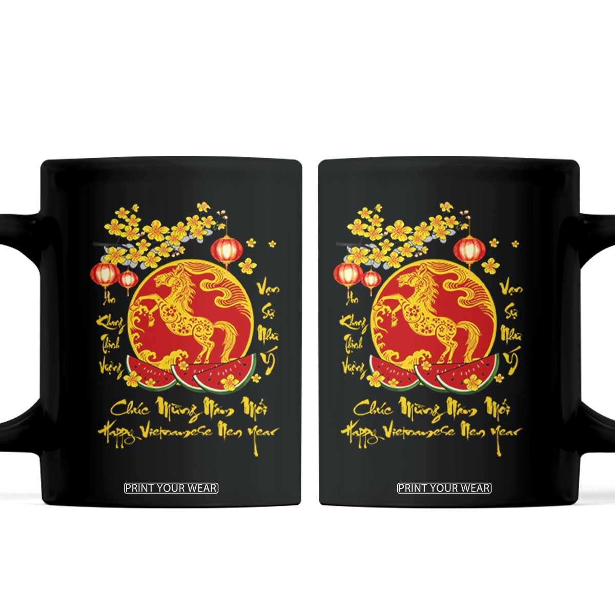 Vietnamese Lunar New Year 2026 Coffee Mug Chuc Mung Nam Moi Tet Holiday Horse Zodiac TS11 Black Print Your Wear