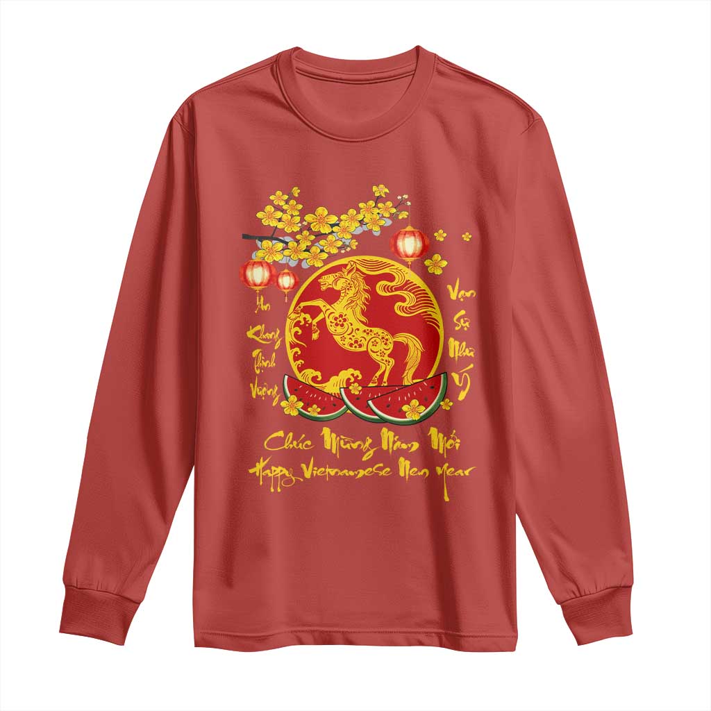 Vietnamese Lunar New Year 2026 Long Sleeve Shirt Chuc Mung Nam Moi Tet Holiday Horse Zodiac TS11 Red Print Your Wear