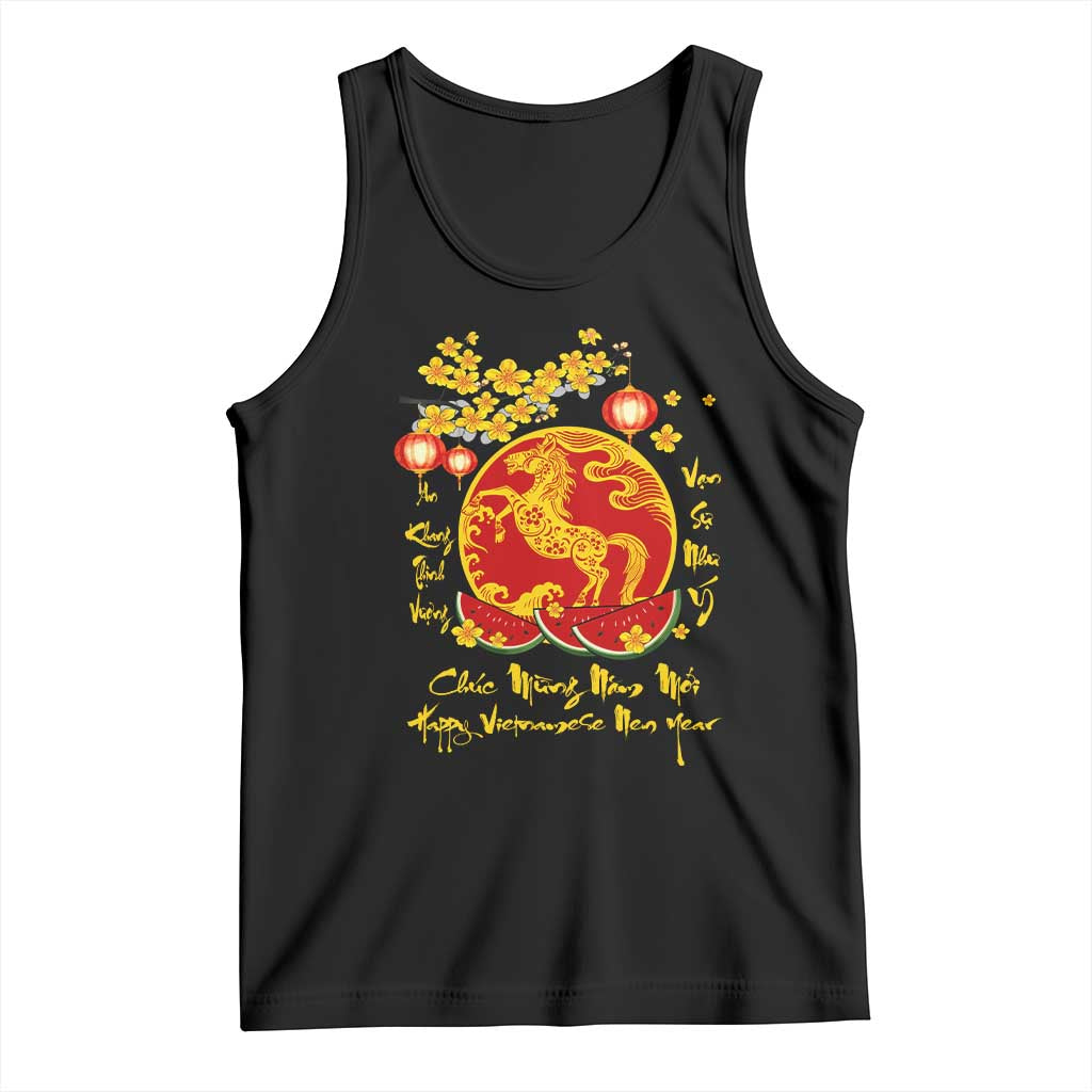 Vietnamese Lunar New Year 2026 Tank Top Chuc Mung Nam Moi Tet Holiday Horse Zodiac TS11 Black Print Your Wear