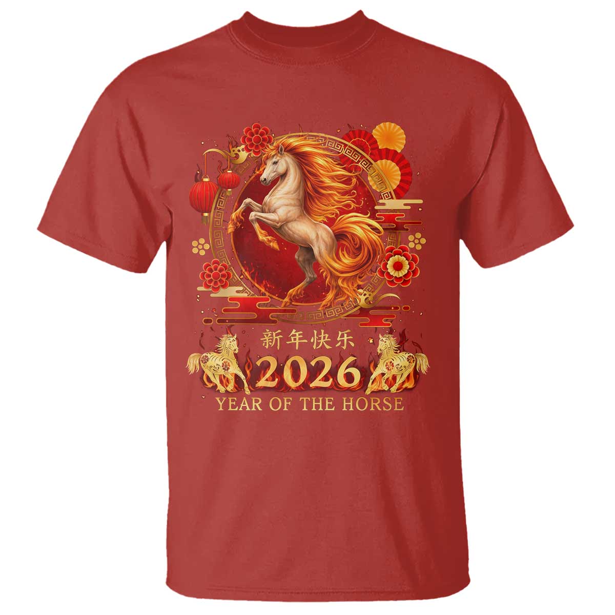 Year of The Fire Horse T Shirt - Funny Chinese Zodiac Lunar New Year 2026 Tee TS11 Red Print Your Wear