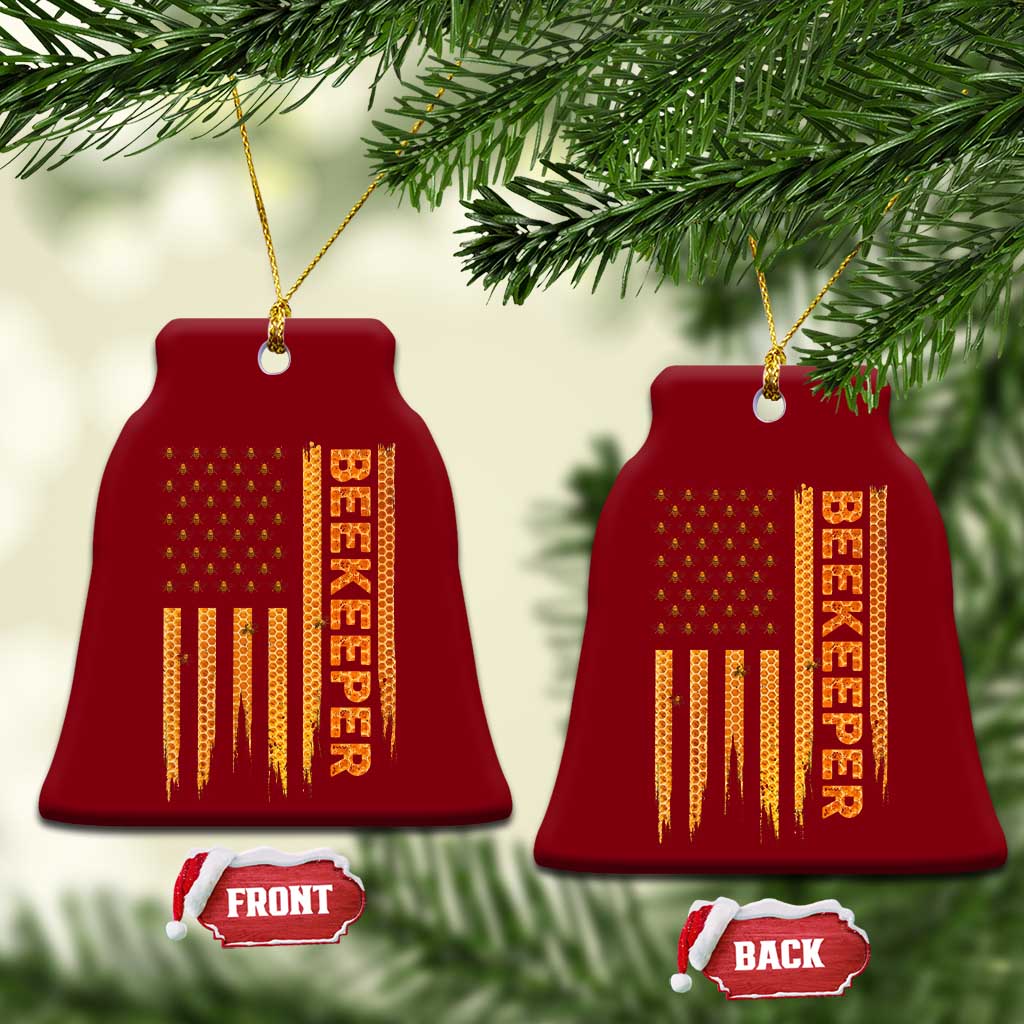 Beekeeping American Flag Honeycomb Honey Bees Beekeeper Ceramic Ornament TS11 Print Your Wear