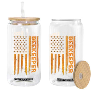 Beekeeping American Flag Honeycomb Honey Bees Beekeeper Glass Can TS11 Print Your Wear