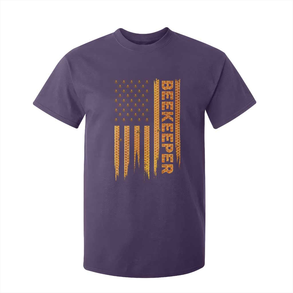 Beekeeping American Flag Honeycomb Honey Bees Beekeeper T Shirt For Kid TS11 Purple Print Your Wear