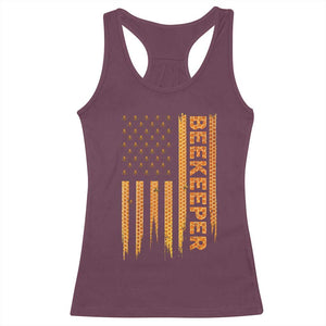 Beekeeping American Flag Honeycomb Honey Bees Beekeeper Racerback Tank Top TS11 Maroon Print Your Wear