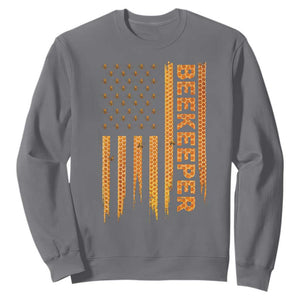 Beekeeping American Flag Honeycomb Honey Bees Beekeeper Sweatshirt TS11 Charcoal Print Your Wear