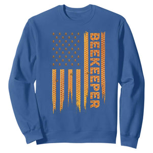 Beekeeping American Flag Honeycomb Honey Bees Beekeeper Sweatshirt TS11 Royal Blue Print Your Wear