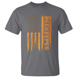 Beekeeping American Flag Honeycomb Honey Bees Beekeeper T Shirt TS11 Charcoal Print Your Wear