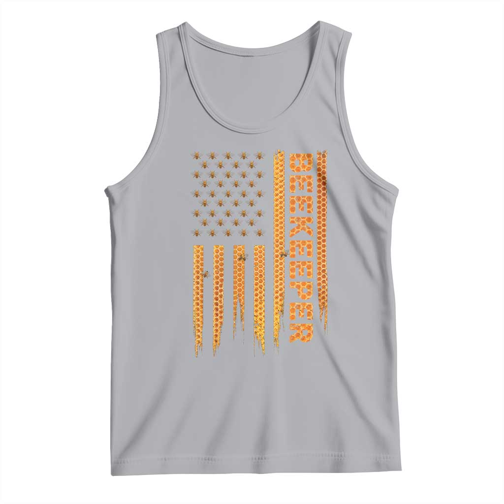 Beekeeping American Flag Honeycomb Honey Bees Beekeeper Tank Top TS11 Athletic Heather Print Your Wear