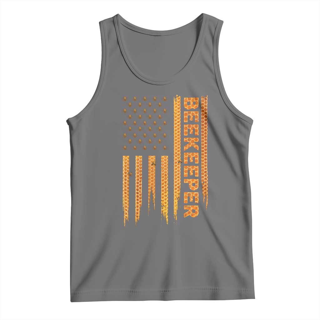 Beekeeping American Flag Honeycomb Honey Bees Beekeeper Tank Top TS11 Black Heather Print Your Wear