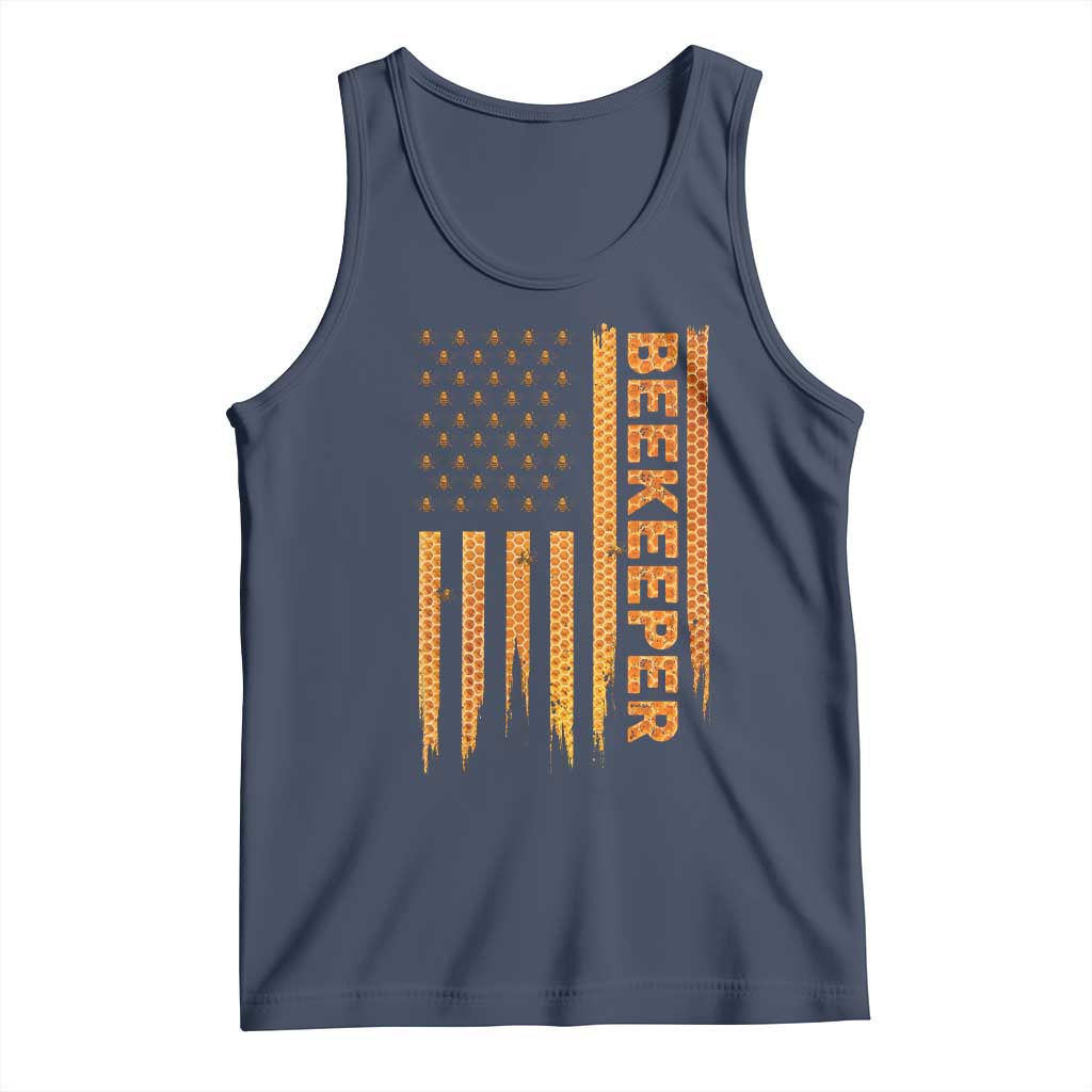 Beekeeping American Flag Honeycomb Honey Bees Beekeeper Tank Top TS11 Navy Print Your Wear