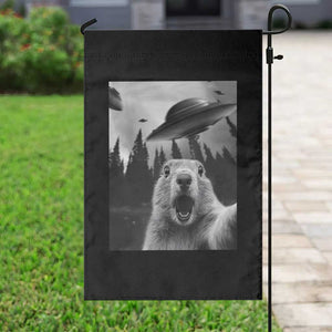 Funny Groundhog Selfie With Alien UFOs Weird Ground Hog Day Garden Flag TS11 Print Your Wear