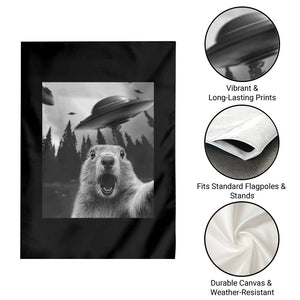 Funny Groundhog Selfie With Alien UFOs Weird Ground Hog Day Garden Flag TS11 Print Your Wear