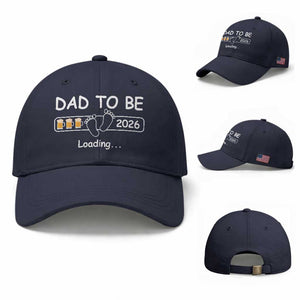 Funny Dad To Be 2026 Loading Baseball Cap New Dad Beer Lover TS11 Baseball Cap Universal Fit Navy Print Your Wear