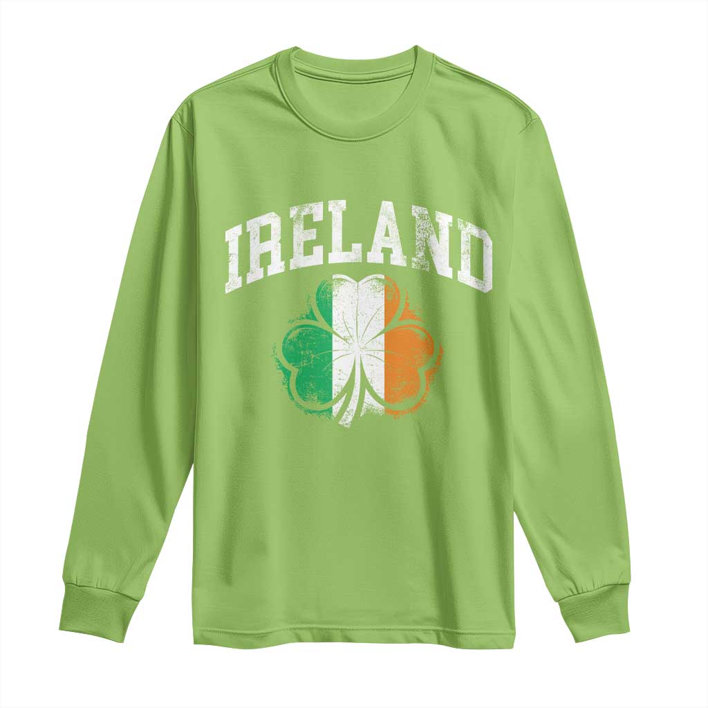 Irish Pride Long Sleeve Shirt Ireland Shamrock Flag St Patricks Day TS11 Lime Print Your Wear
