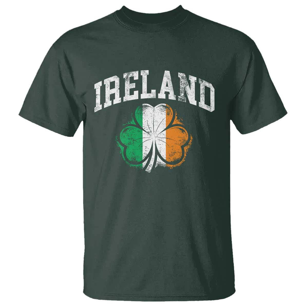 Irish Pride T Shirt - Ireland Shamrock Flag St Patricks Day Heritage Tee TS11 Dark Forest Green Print Your Wear