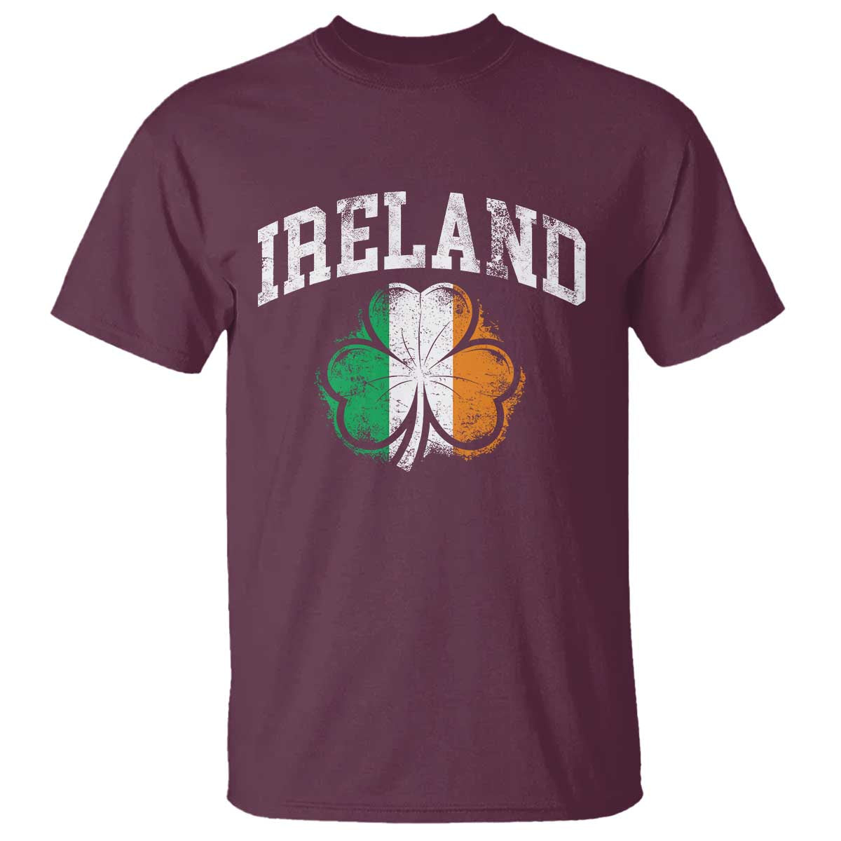 Irish Pride T Shirt - Ireland Shamrock Flag St Patricks Day Heritage Tee TS11 Maroon Print Your Wear