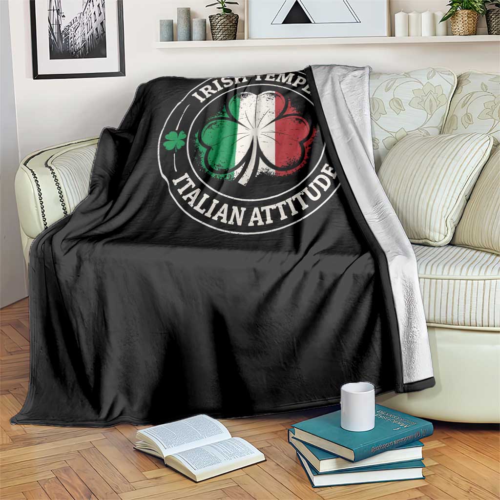 Funny Irish Temper Italian Attitude Throw Blanket Irish Italian Pride Vintage Shamrock TS11 Print Your Wear
