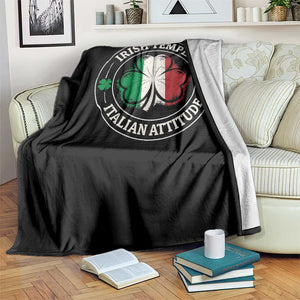 Funny Irish Temper Italian Attitude Throw Blanket Irish Italian Pride Vintage Shamrock TS11 Print Your Wear