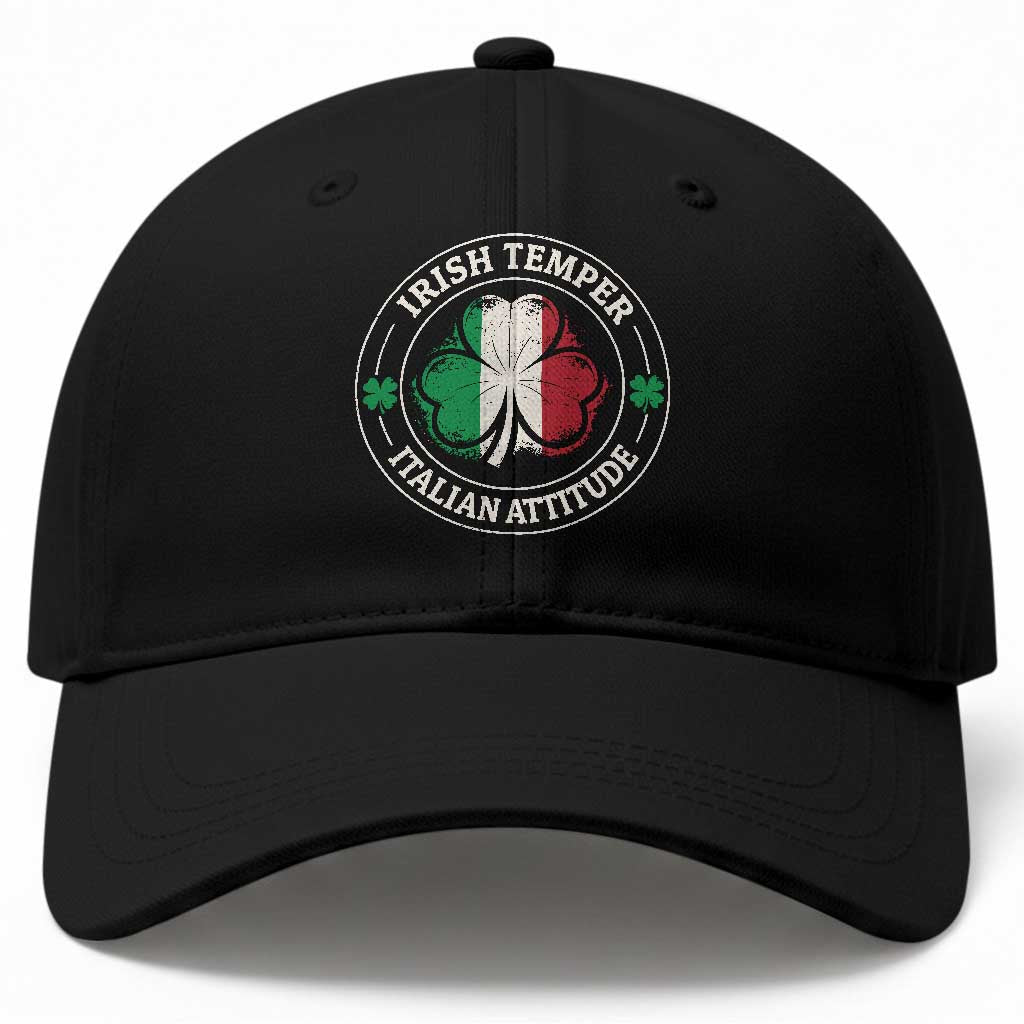 Funny Irish Temper Italian Attitude Baseball Cap Irish Italian Pride Vintage Shamrock TS11 Print Your Wear