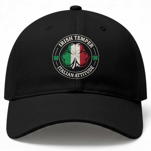 Funny Irish Temper Italian Attitude Baseball Cap Irish Italian Pride Vintage Shamrock TS11 Print Your Wear