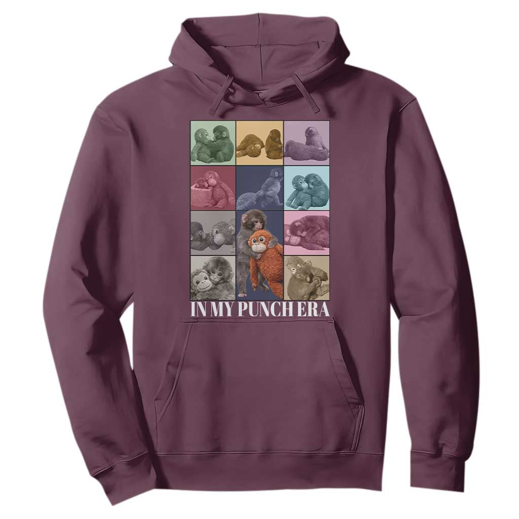 Punch The Monkey Hoodie In My Punch Era Baby Monkey Hugging Plush TS11 Maroon Print Your Wear