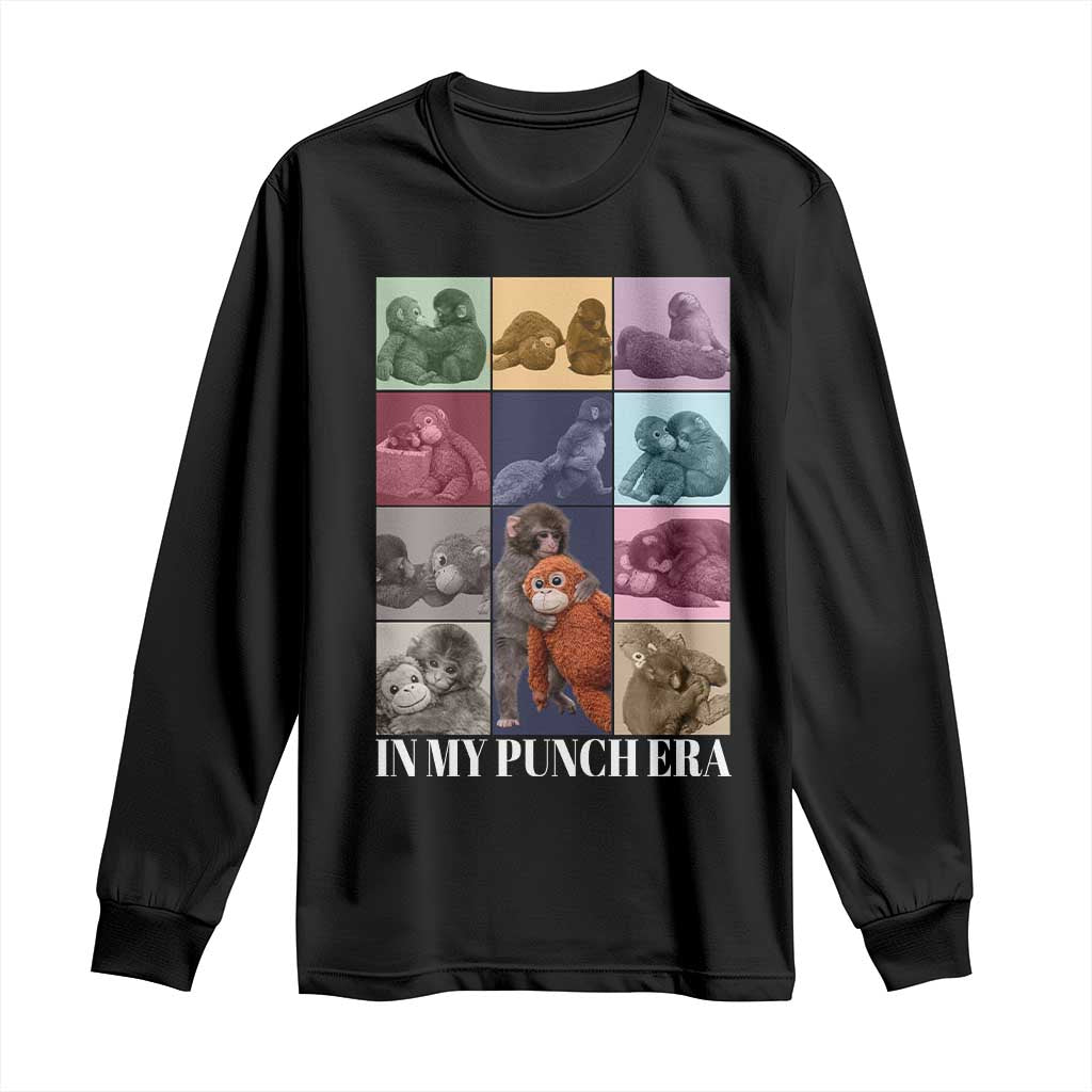 Punch The Monkey Long Sleeve Shirt In My Punch Era Baby Monkey Hugging Plush TS11 Black Print Your Wear