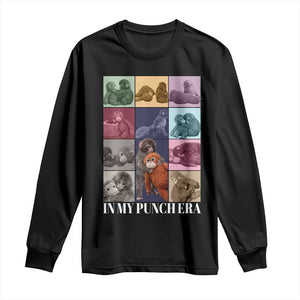 Punch The Monkey Long Sleeve Shirt In My Punch Era Baby Monkey Hugging Plush TS11 Black Print Your Wear