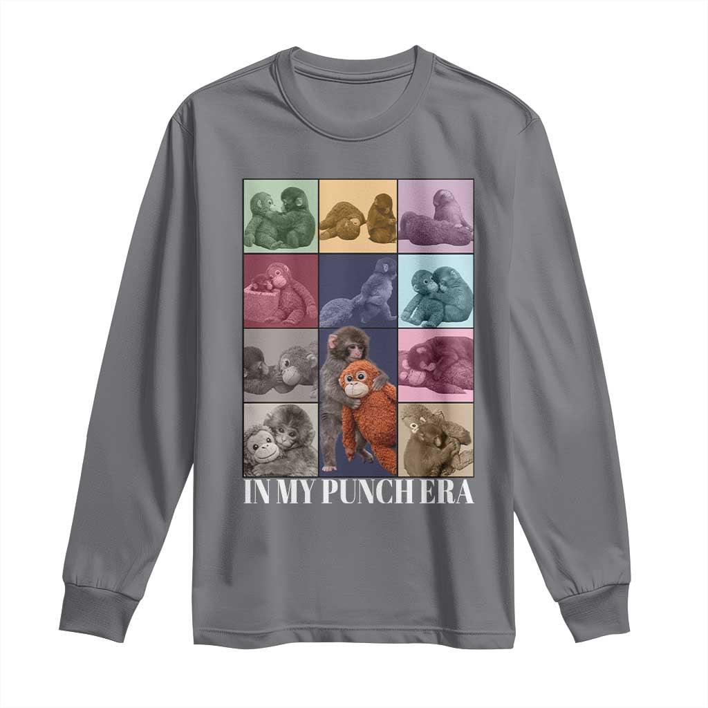 Punch The Monkey Long Sleeve Shirt In My Punch Era Baby Monkey Hugging Plush TS11 Charcoal Print Your Wear