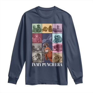 Punch The Monkey Long Sleeve Shirt In My Punch Era Baby Monkey Hugging Plush TS11 Navy Print Your Wear