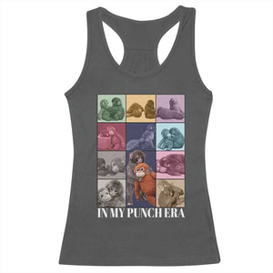 Punch The Monkey Racerback Tank Top In My Punch Era Baby Monkey Hugging Plush TS11 Dark Heather Print Your Wear