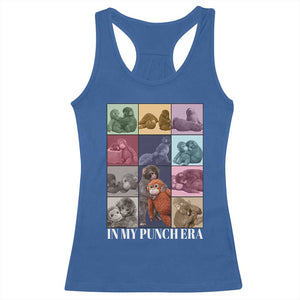 Punch The Monkey Racerback Tank Top In My Punch Era Baby Monkey Hugging Plush TS11 Royal Blue Print Your Wear