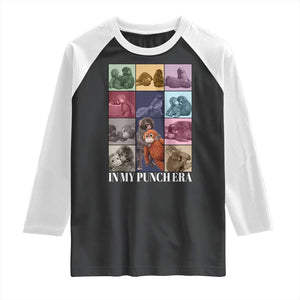 Punch The Monkey Raglan Shirt In My Punch Era Baby Monkey Hugging Plush TS11 Black White Print Your Wear