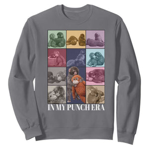 Punch The Monkey Sweatshirt In My Punch Era Baby Monkey Hugging Plush TS11 Charcoal Print Your Wear