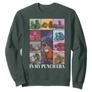 Punch The Monkey Sweatshirt In My Punch Era Baby Monkey Hugging Plush TS11 Dark Forest Green Print Your Wear