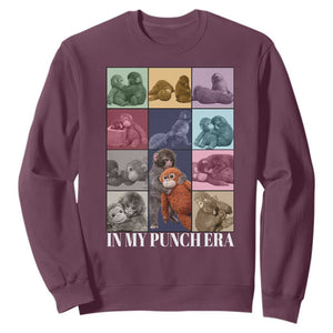 Punch The Monkey Sweatshirt In My Punch Era Baby Monkey Hugging Plush TS11 Maroon Print Your Wear