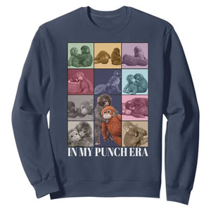 Punch The Monkey Sweatshirt In My Punch Era Baby Monkey Hugging Plush TS11 Navy Print Your Wear