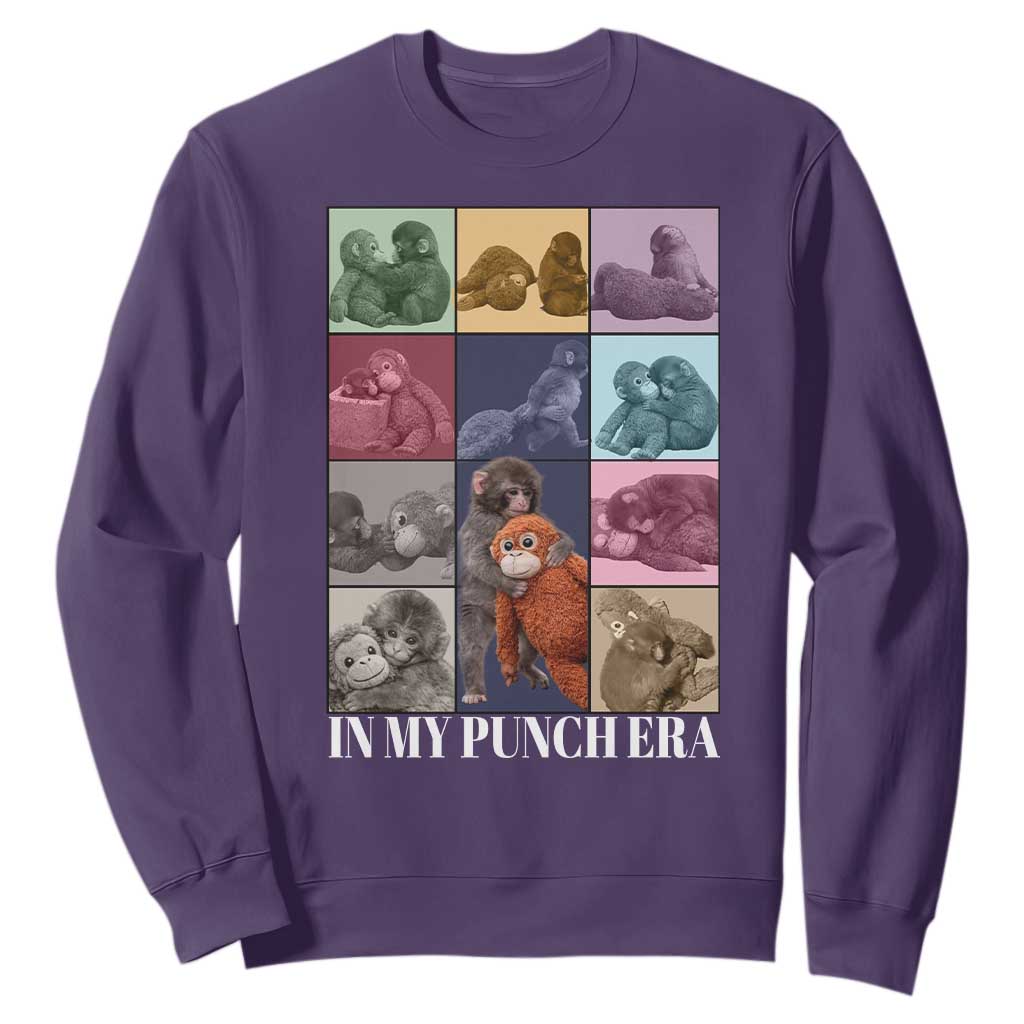 Punch The Monkey Sweatshirt In My Punch Era Baby Monkey Hugging Plush TS11 Purple Print Your Wear