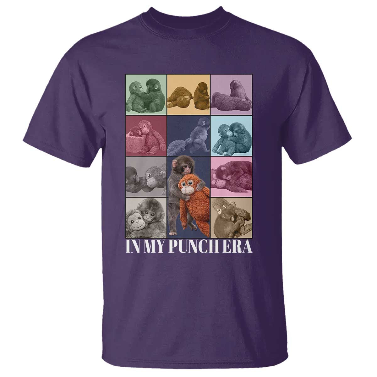 Punch The Monkey T Shirt In My Punch Era Baby Monkey Hugging Plush TS11 Purple Print Your Wear