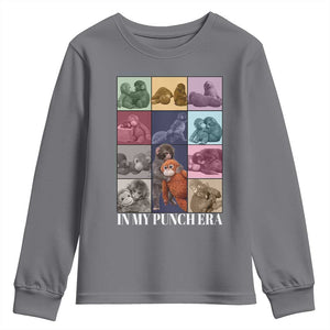 Punch The Monkey Youth Sweatshirt In My Punch Era Baby Monkey Hugging Plush TS11 Charcoal Print Your Wear